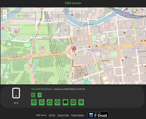 capture d'écran de l'application serveur