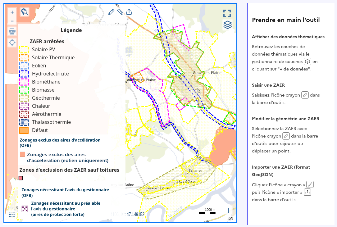 capture d'écran de la carte interactive